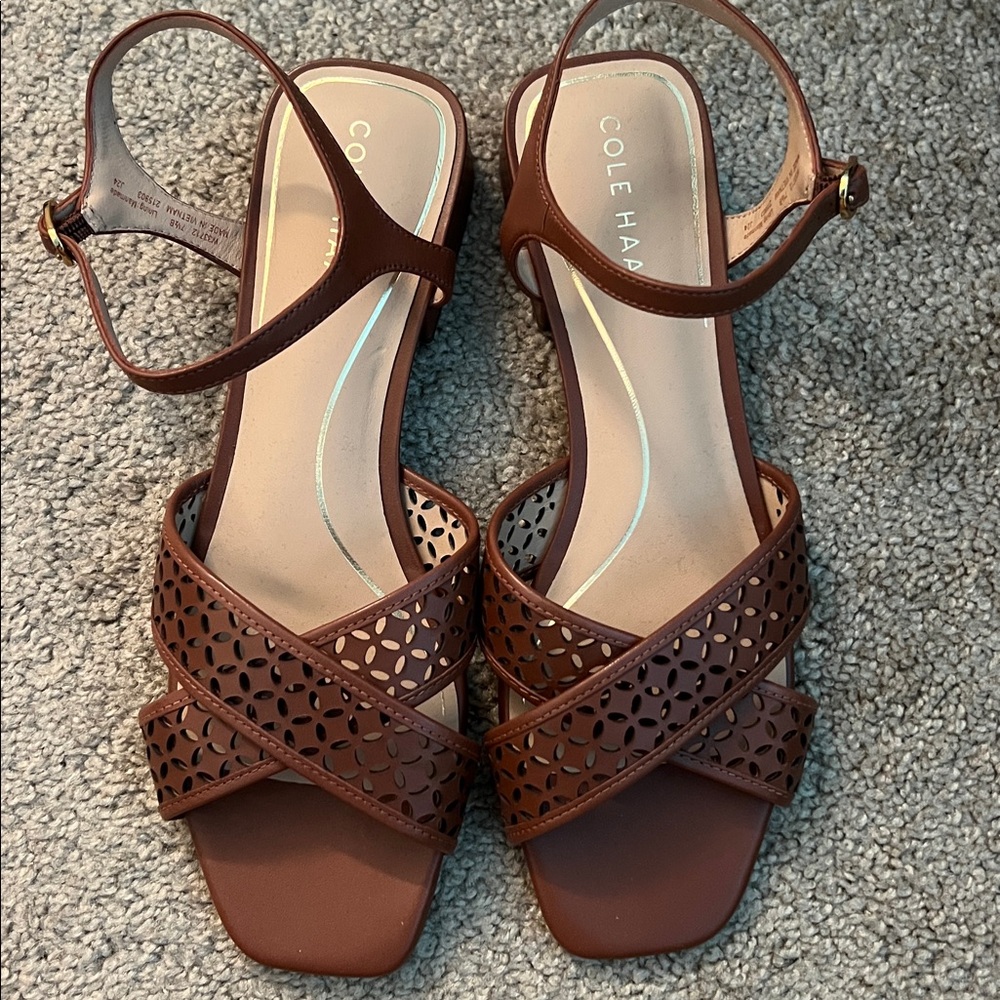 Cole Haan NEVER WORN Chocolate Brown Cutout Sandals